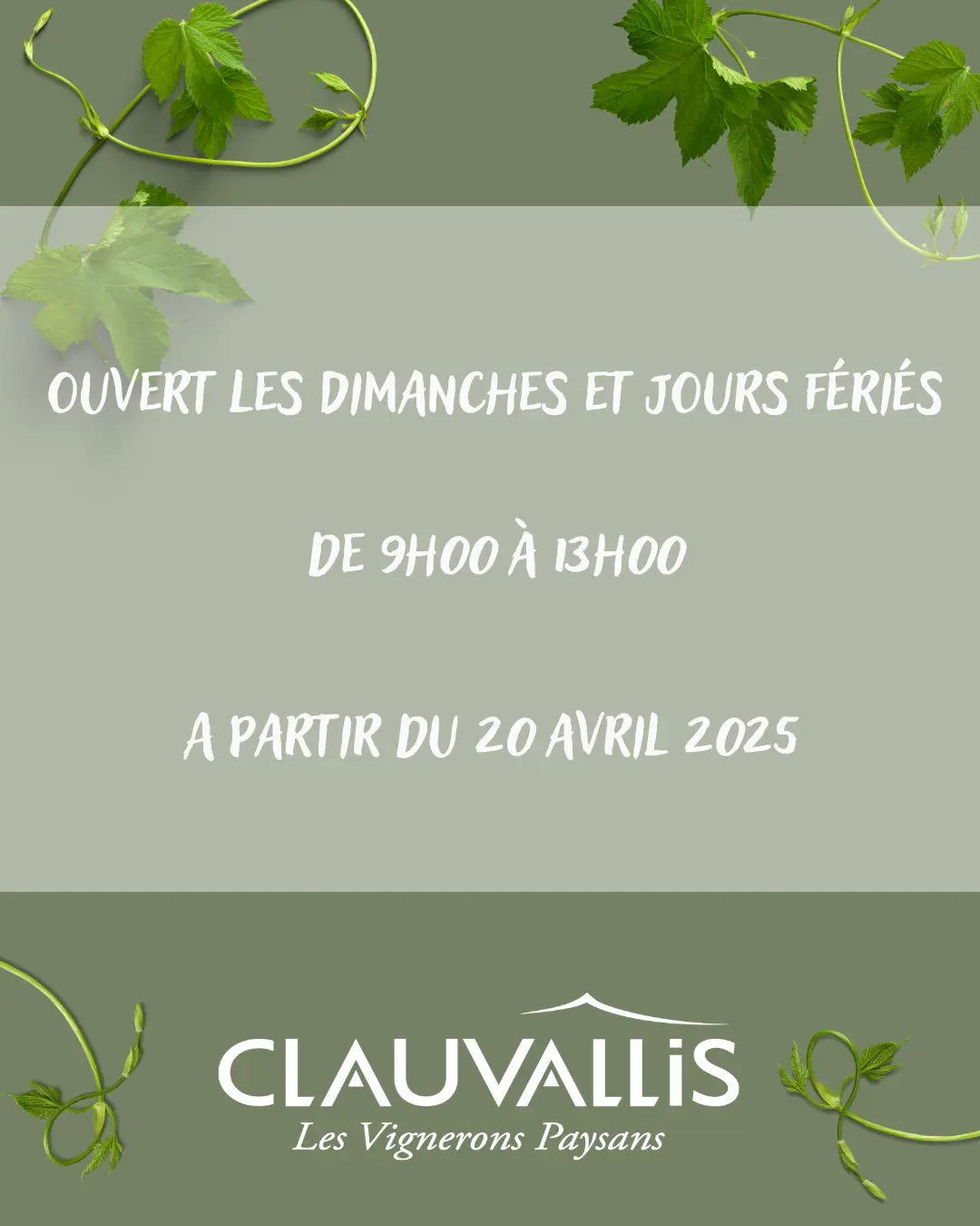 OUVERTURE DU CAVEAU DE SAINT-DIDIER LES DIMANCHES ET JOURS FERIES